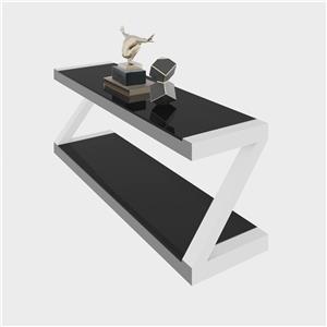 iCAN Tempered Glass Top TV Stand, Black with White, 170x35x42cm