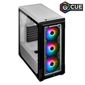 CORSAIR iCUE 220T RGB Tempered Glass Mid-Tower Smart Case, White