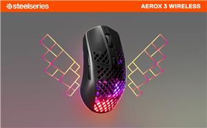SteelSeries Aerox 3 Wireless - Super Light Gaming Mouse - 18,000 CPI TrueMove Air Optical Sensor - Ultra-lightweight Water Resistant Design - 200 Hour Battery Life (62604)
