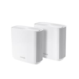 ASUS ZenWiFi AX (XT8 2PK White) Whole-Home Tri-band Mesh WiFi 6 System (XT8) - 2 pack, Coverage up to 5,500 sq.ft or 6+rooms, 6.6Gbps, WiFi, 3 SSIDs, life-time free network security and parental controls, 2.5G port