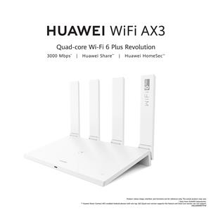 HUAWEI WiFi AX3 Router - Quad-core (1.4GHz CPU), Wi-Fi 6 Plus, Quad Antennas with Up to 3000 Mbps