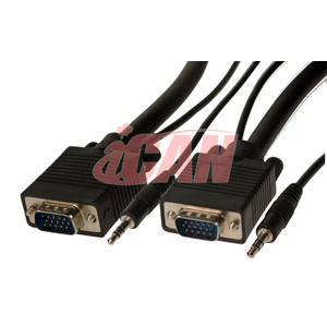 iCAN SVGA 3CO+ 4TP 2919 Triple-Shielded w/AC35MM Stereo - 15 ft.(Open Box)