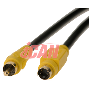 iCAN Câble S-VHS Mini DIN4 Mâle RCA Mâle - 25 pieds (AV SVHSMRCAM-25)