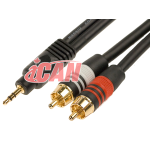 iCAN PREMIUM 3.5mm Stereo (M)  to 2RCA (M) 22AWG Cable, 6ft