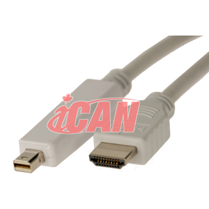 Câble iCAN Mini DisplayPort mâle vers HDMI mâle 32 AWG (doré) - 1,8 m.