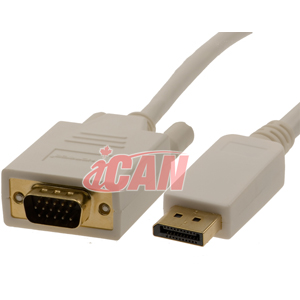 Câble DisplayPort vers VGA iCAN Premium 28AWG, mâle vers mâle, 6 pieds