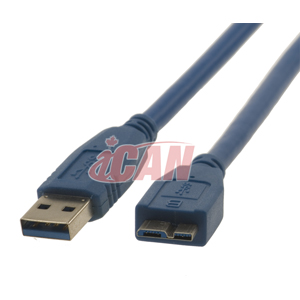 Câble iCAN USB3.0 A mâle vers MicroB mâle 5Gbps 24/28AWG - 3 pieds(Open Box)