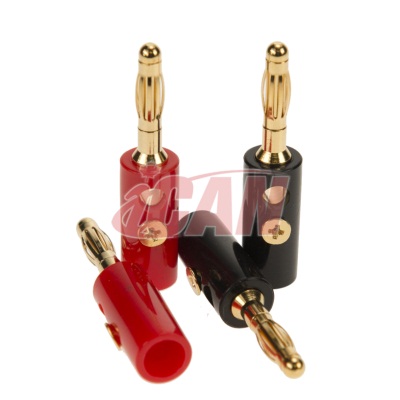 Fiches bananes pour haut-parleur iCAN Gold, 4 pièces (2 rouges + 2 noires)