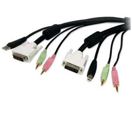 STARTECH Câble KVM USB DVI 4 en 1 avec audio et microphone mâle, 6 pi