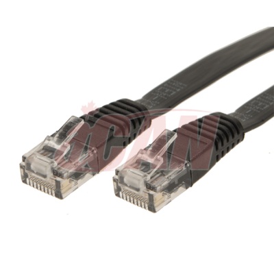 iCAN Flat Cat5e 350Mhz EIA/TIA-568B Networking LAN cable - 3ft (Black)(Open Box)