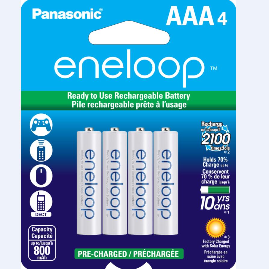 Panasonic (Eneloop) - Paquet de 4 piles AAA 1,2 V