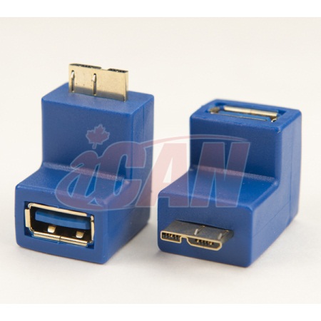 Adaptateur plaqué or iCAN USB 3.0 A (F) à 90 degrés Micro B (M)(Open Box)