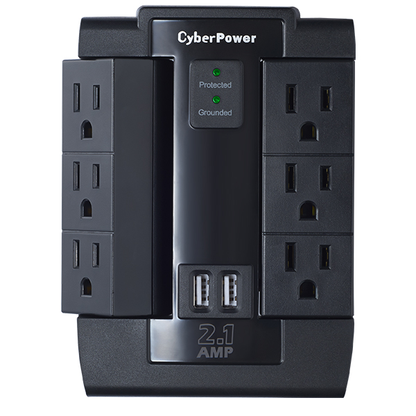 CyberPower 6 Outlets 1200 Joules Wall Mount Surge Protector CSP600WSU