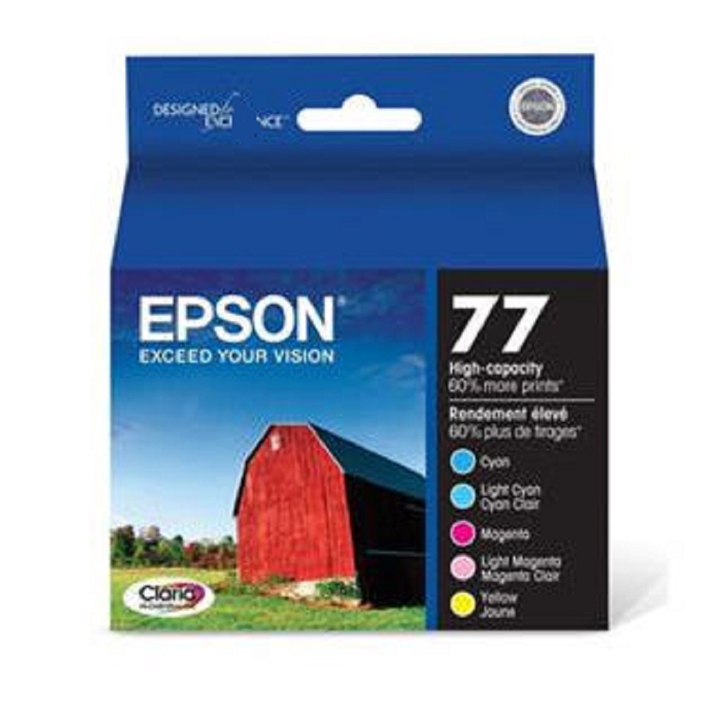 Epson (77 / T077920) - Paquet de 5 cartouches d'encre couleur à rendement élevé pour imprimantes Epson