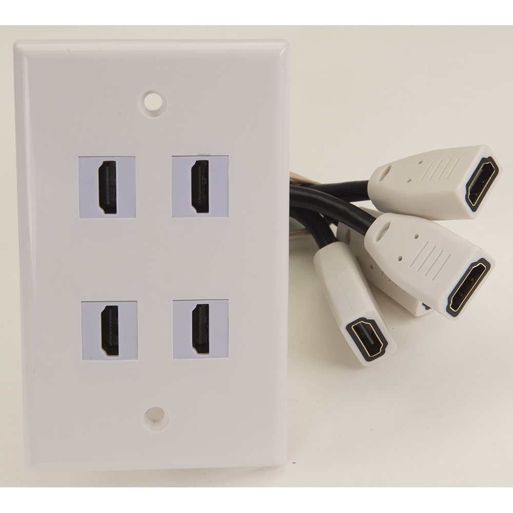 iCAN 4 Port HDMI 4" F/F Dongle Jacks Faceplate Wall Plate