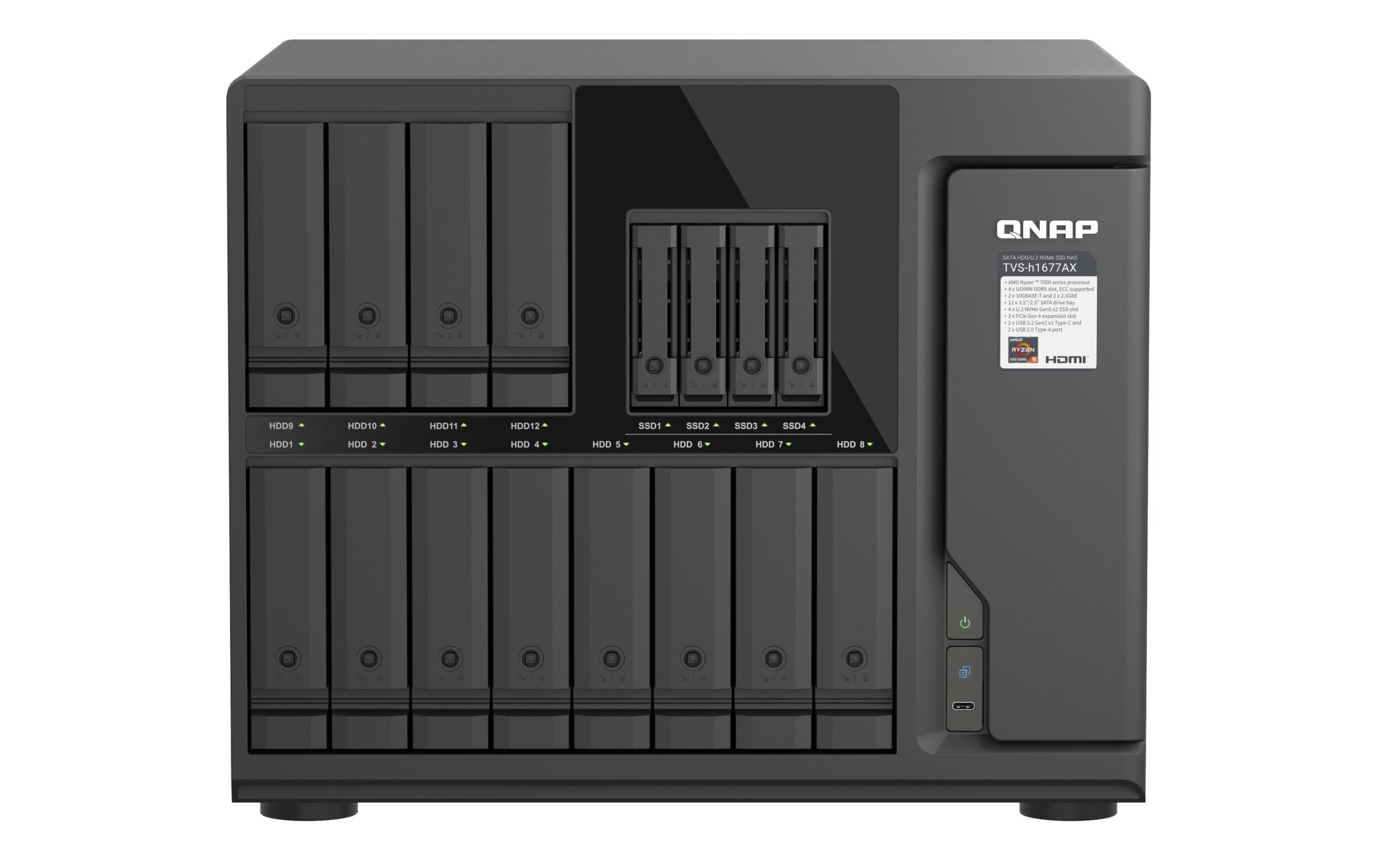 QNAP TVS-h1677AX-R5-16G 16 baies 3,5" / 2,5" AMD Ryzen 5 7000 SATA III
