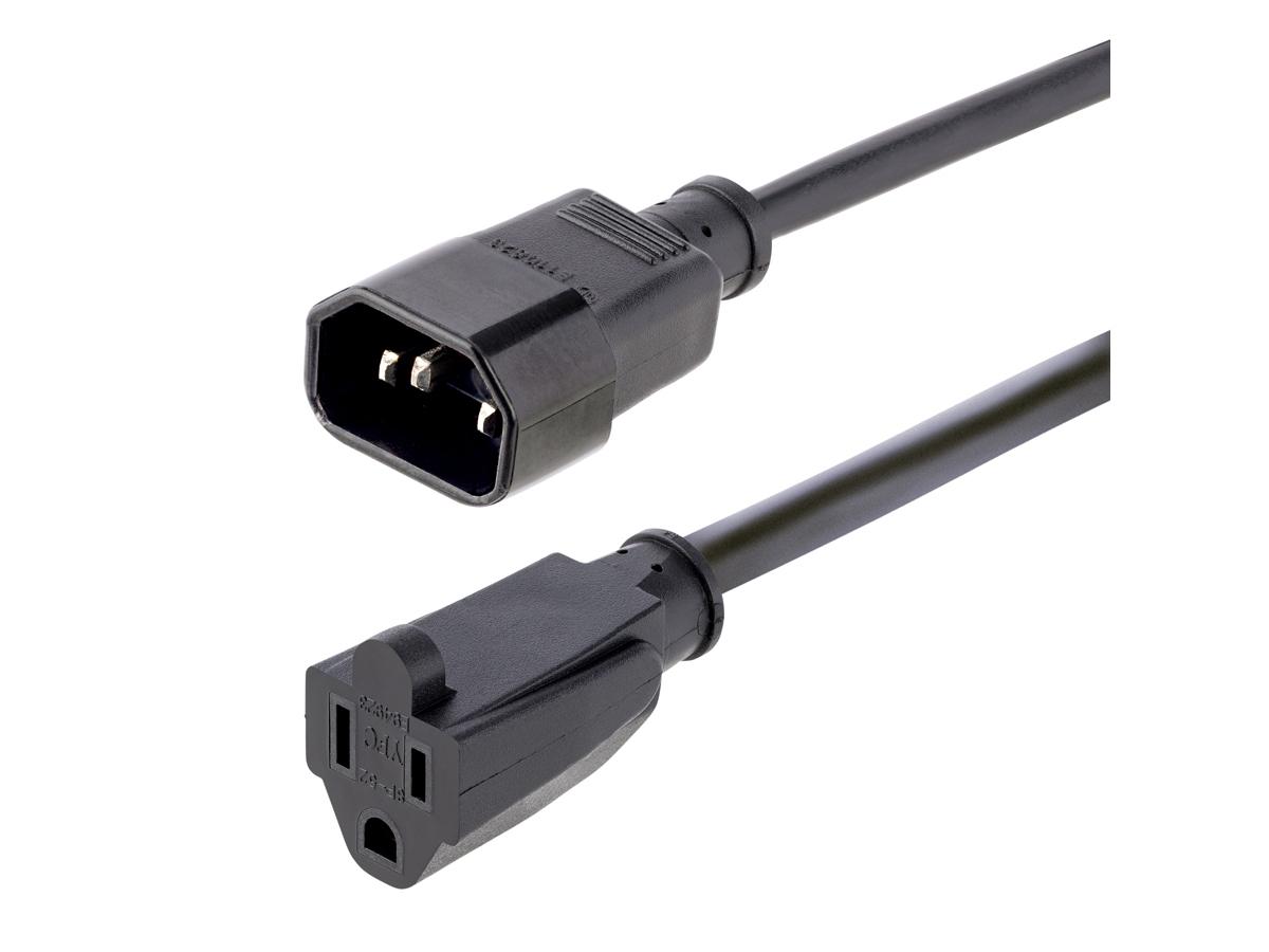 Power IEC 60320 C14 Power NEMA 5-15R - receptacle Black 3 ft