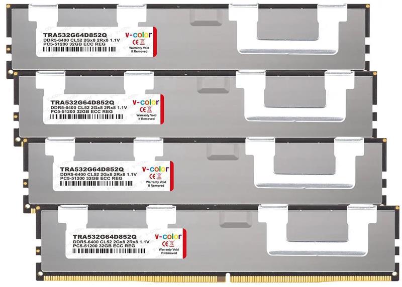 v-color 128GB (4x32GB) 6400MHz CL52 ECC RDIMM