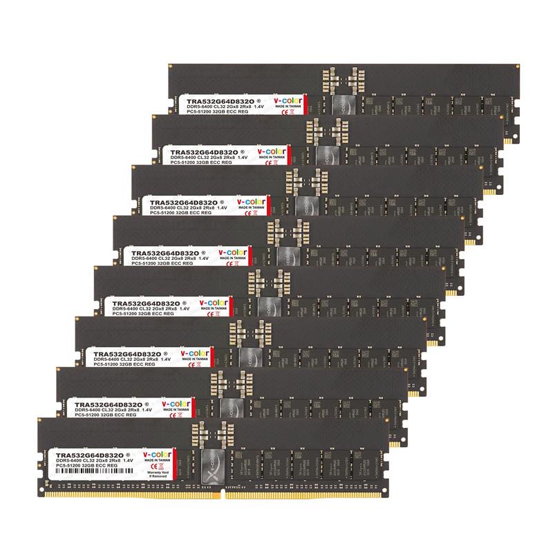 v-color 256 Go (8x32 Go) 6400 MHz CL32 ECC RDIMM