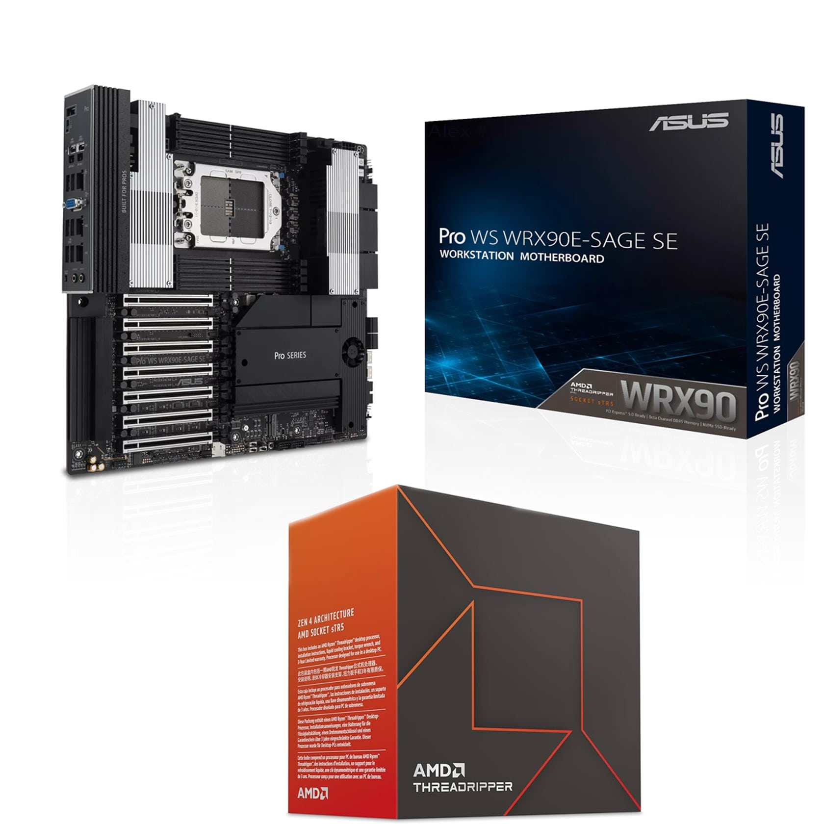 Processeur AMD Ryzen Threadripper 7960X + Carte mère de station de travail ASUS Pro WS WRX90E-SAGE SE