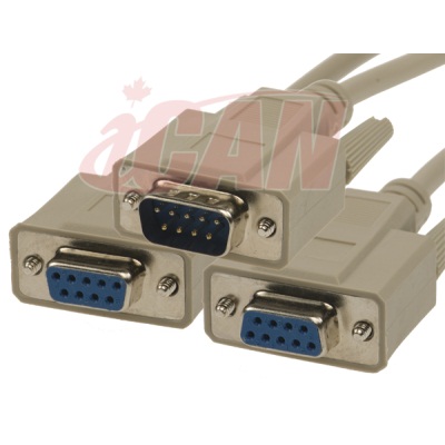 iCAN External Computer Serial Cable DB9 (M) to 2x DB9 (F) Y Cable, 1ft