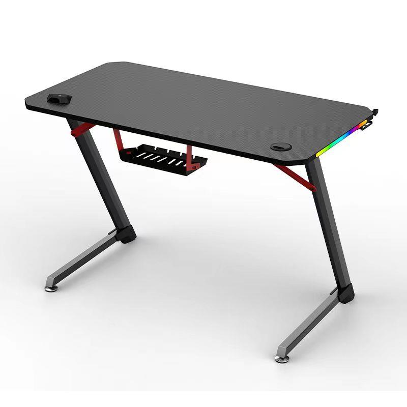 Armoury RGB Gaming Desk with Headphone hooks & Cup holder, 120*60*75cm,  Carbon Fibre Grain Top, Black