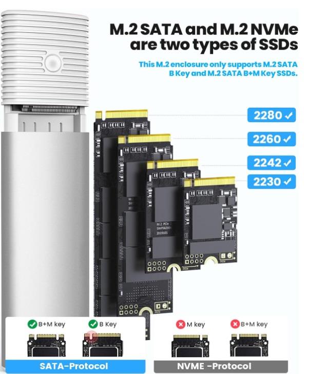 ORICO USB3.2 Gen2 USB-C M.2 NVMe SSD Enclosure (10Gbps) - White 