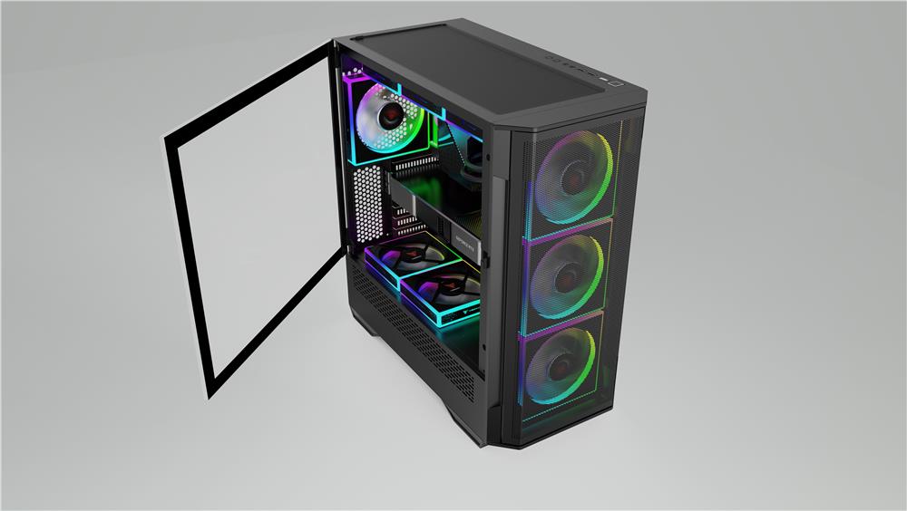 Armoury C802B Tempered Glass Mid-Tower EATX PC Case 3ARGB Fans and 