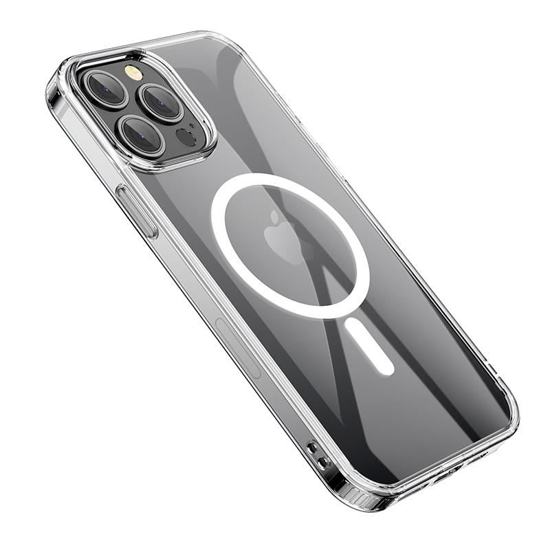 Achetez Pour L'iphone 15 Pro Max Magnetic Phone Case TPU + PC Couvercle  D'absorption Des Chocs Avec un Film D'objectif de la Caméra - Noir de Chine