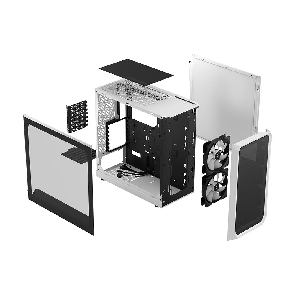 Fractal Design* Focus 2 RGB White ATX mATX Mini ITX Clear Tinted