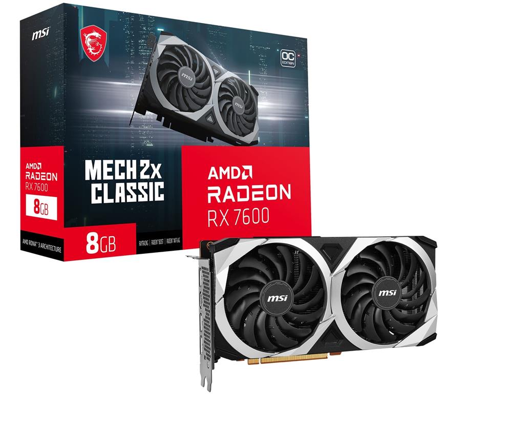 MSI Radeon RX 7600 MECH 2X CLASSIC 8G OC GDDR6 Graphics Card