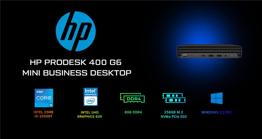 HP ProDesk 400 G6 Core i5-10500T, 8GB DDR4, 256GB SSD, WiFi, Win11