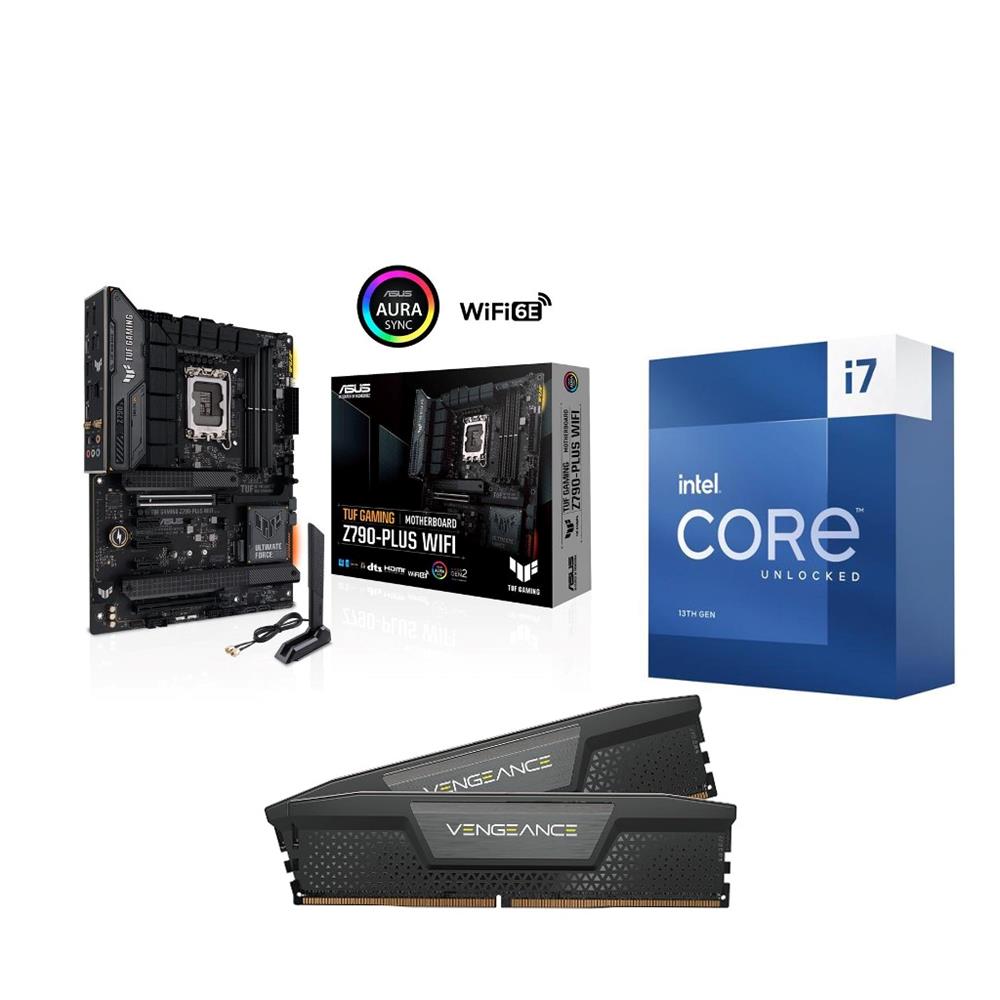 Intel Core i7-13700K CPU + ASUS TUF Gaming Z790-Plus WiFi Motherboard +  CORSAIR 32GB D5 6000MHz CL30 RAM