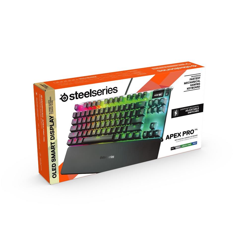  SteelSeries Apex Pro TKL HyperMagnetic Gaming Keyboard -  World's Fastest Keyboard - Adjustable Actuation - Esports Tenkeyless - OLED  Screen - RGB - PBT Keycaps - USB-C : Electronics