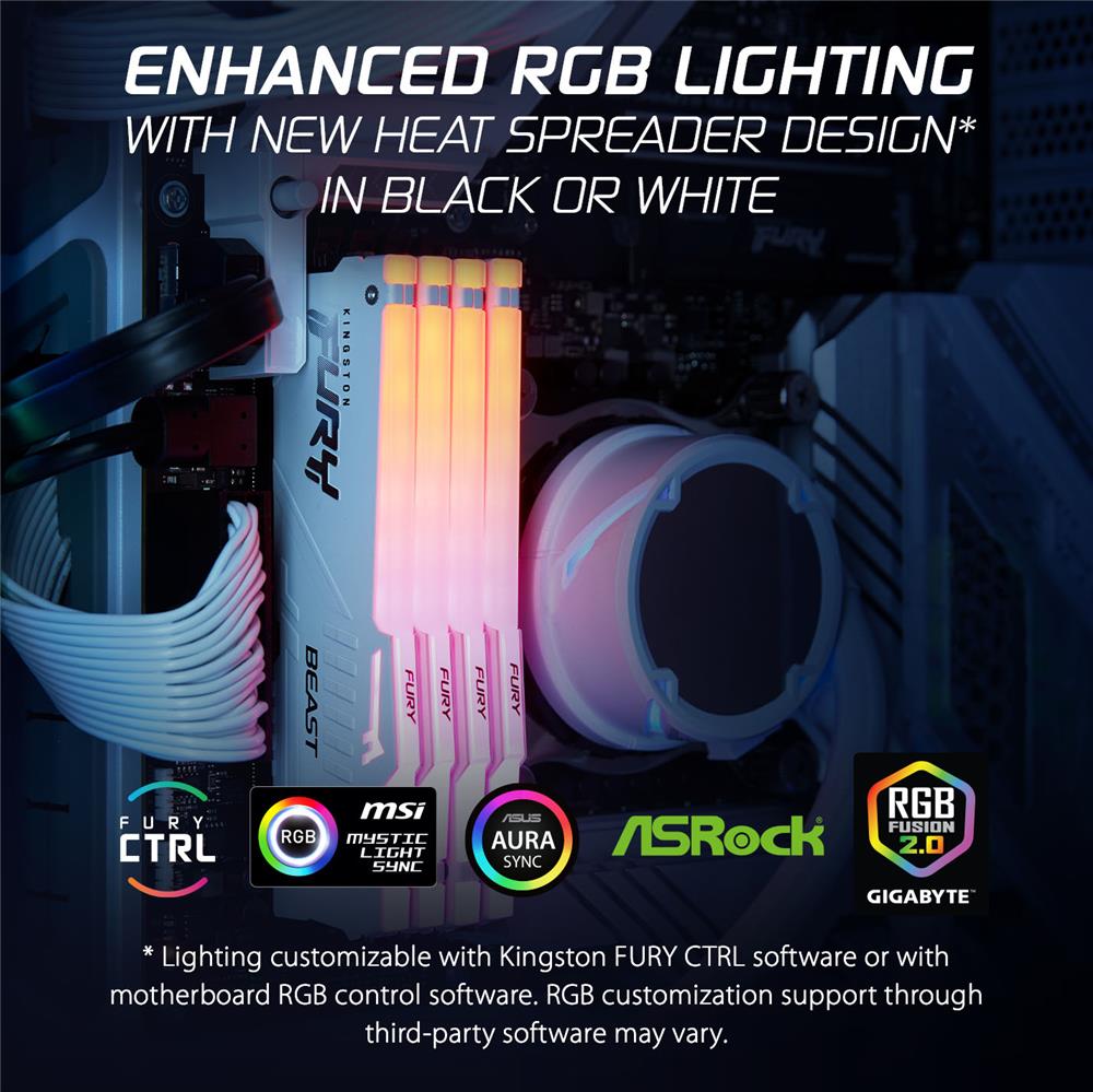 Kingston FURY Beast RGB 32GB (2x16GB) DDR5 5600MHz CL40 White