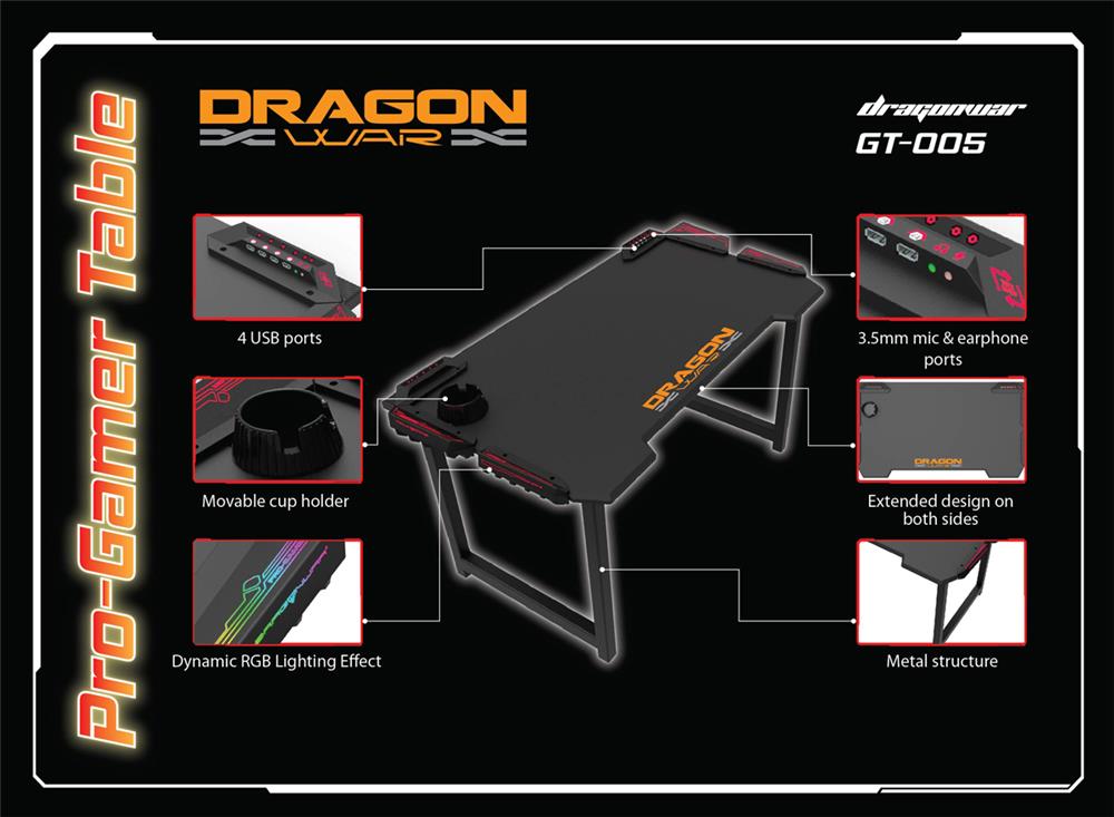  iCAN  DragonWar  RGB  Gaming  Desk  Canada Computers 