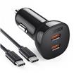 Choetech 36W Dual USB-C PD Car Charger | 1M USB-C to USB-C Cable | Black(Open Box)