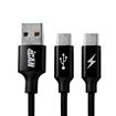 iCAN 6.6FT USB-A 2.0 Male to 2 x USB Type C Male Cable, Braided, Black