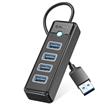 ORICO 4-Port USB 3.0 Fast Data Transfer Hub with 15cm Cable, USB-A Input, Black