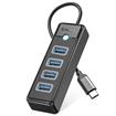 ORICO 4-Port USB 3.0 Fast Data Transfer Hub with 15cm Cable, USB-C Input, Black