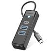 ORICO 3-Port Portable USB 3.0 Hub with 15cm Cable & USB-C Input for Laptop, Mobile Phone and Tablet, USB-A*2 & Type-C*1, Black