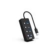 iCAN 4-Port USB 3.0 Hub with LED Individual Switches, 24cm Cable, Black