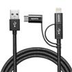 ADATA Micro USB/USB-C Lightning Cable 6.56 ft Black 3-in-1
