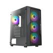 AZZA FIGHTER 290 Mid Tower ATX Gaming Computer Case, 4*ARGB Fans (3+1), Tempered Glass Clear Side Window with rubber mounts, ARGB lighting, USB3.0, 2*USB2.0, Radiator: Up to 360 mm, Video Card Max 320mm, Front 3-in-1 120mm ARGB Fan, Rear 120mm ARGB Fan Bottom Mounted Power Supply,  P/N: CSAZ-290