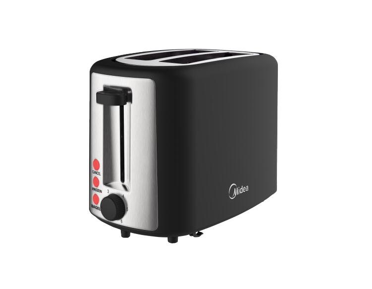 Midea 2-Slice Bread Toaster w/Dual Browning Controls & Crumb Tray, Blk