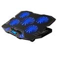 iCAN Notebook Cooler with 5 fans | Control Panel with LCD display | Support up to 17" Notebook (K5 Blue)