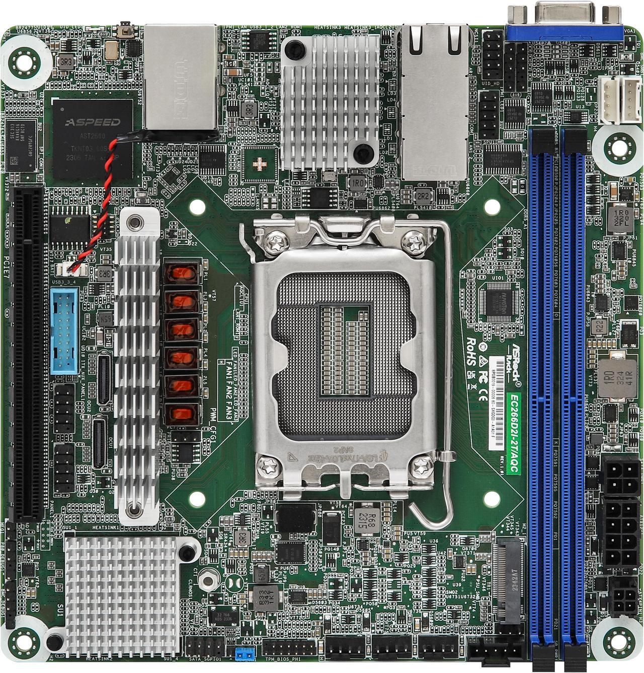 ASRock EC266D2I-2T/AQC LGA1700 carte mère serveur mini-ITX - pour Intel Xeon série E-2400 (processeurs Gold G7400/G7400T)