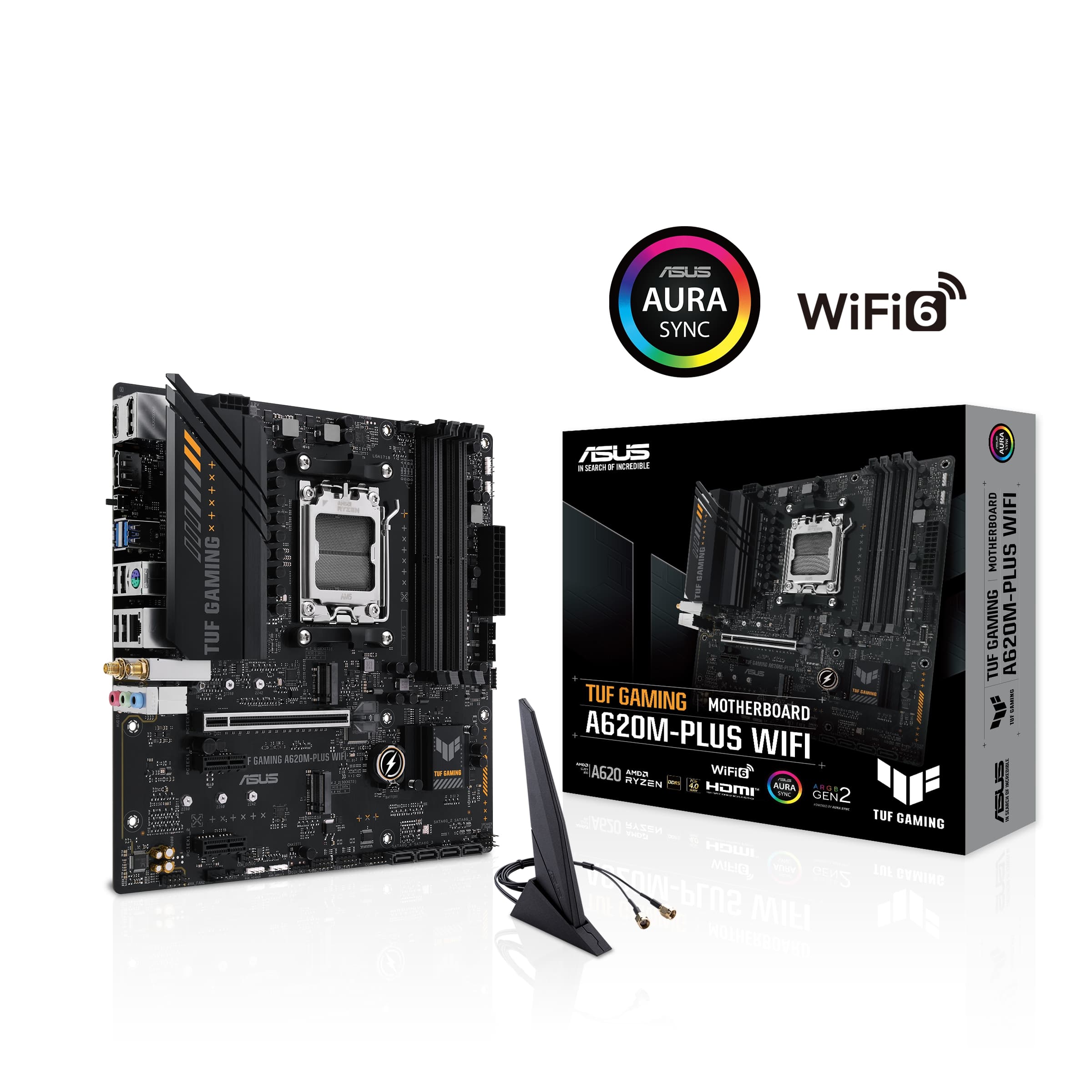 (Open Box) ASUS TUF GAMING A620M-PLUS (WiFi) AMD AM5 (Ryzen™7000) microATX gaming motherboard (DDR5, PCIe 4.0, 2xM.2 slots,2...