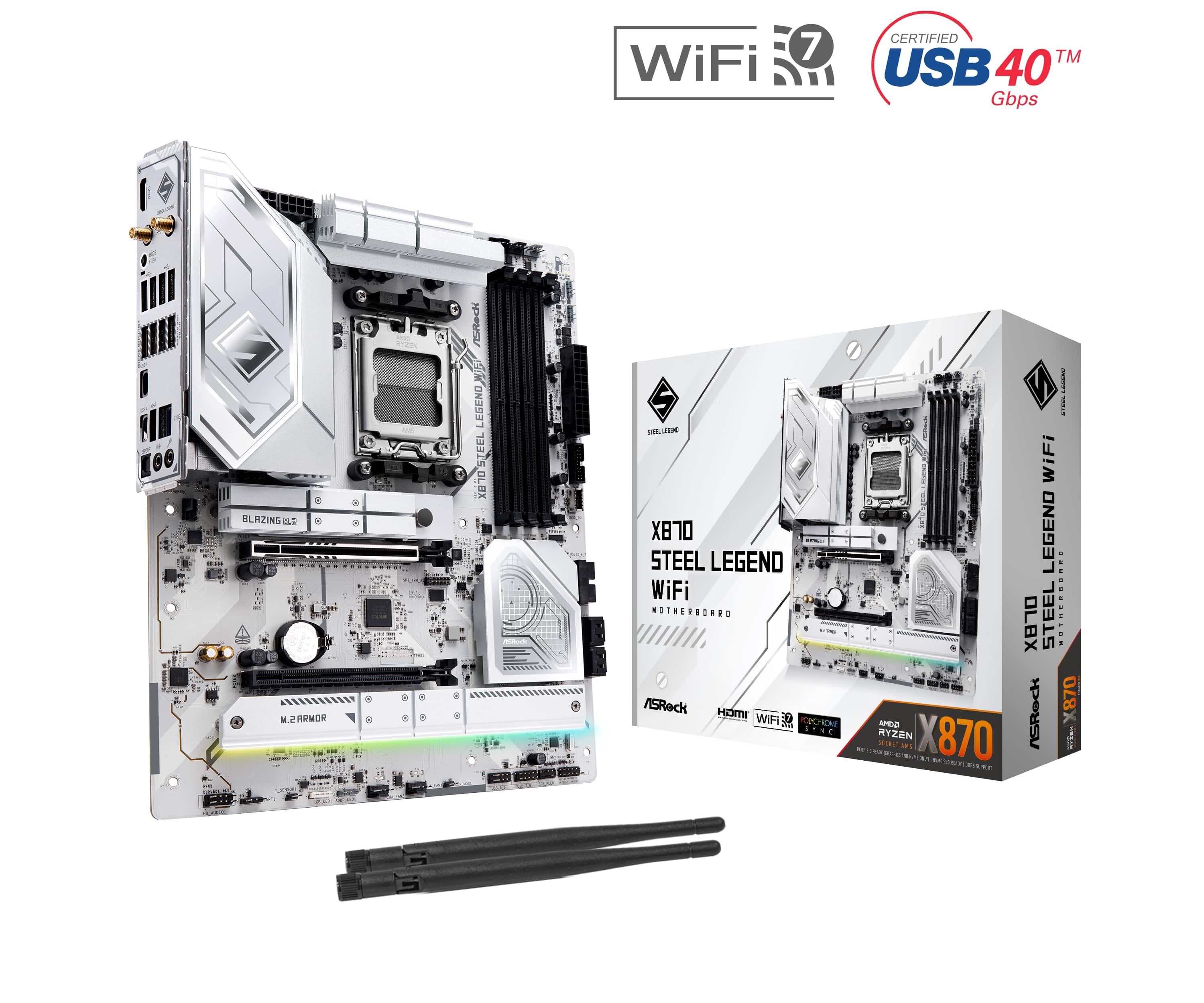 Carte mère ASRock X870 Steel Legend WiFi 7 AMD Ryzen Socket AM5 ATX(Open Box)