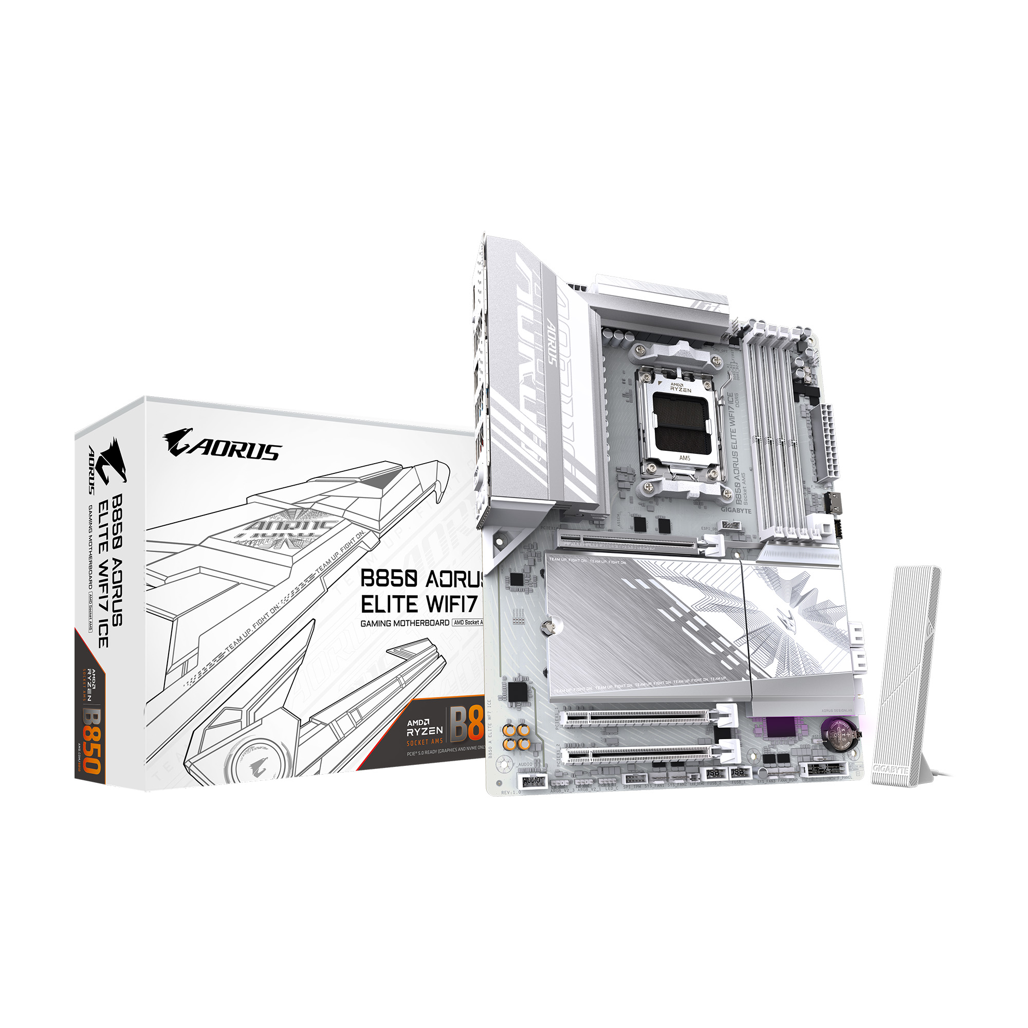 GIGABYTE B850 AORUS ELITE WIFI7 ICE AMD AM5 LGA 1718 Motherboard, ATX